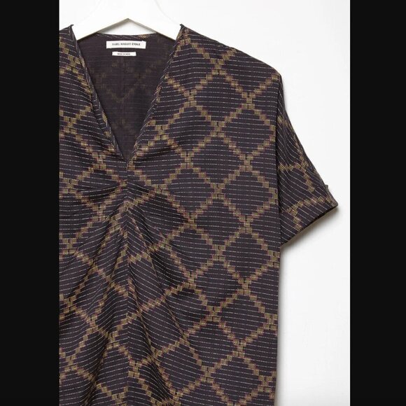 Isabel Marant Étoile Jarvis Voile Black Patterned Short Sleeve Blouse 36 / US S - Picture 6 of 10